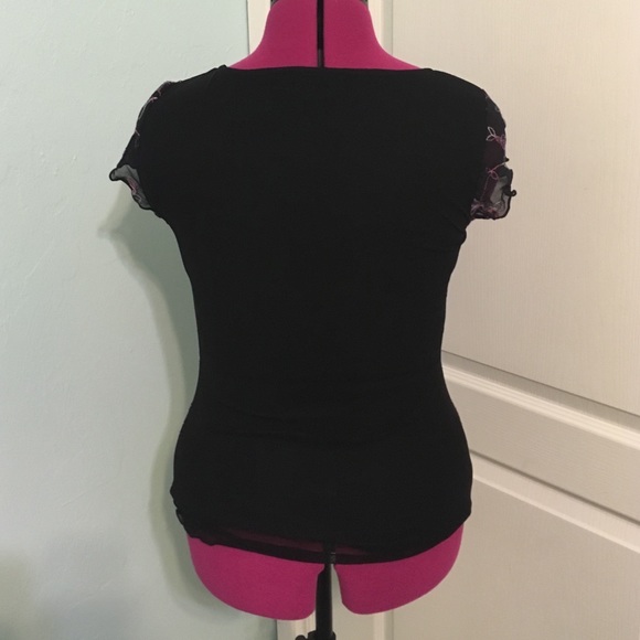Embroidered Black Stretch Top - Picture 3 of 7